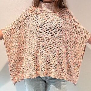 Anthropologie Akemi + Kin Multicolored Knit Turtleneck Poncho Sweater, OS